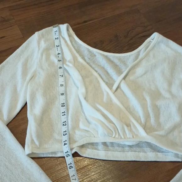 Declose Sheer White Cross Over V Neck Layered Warm Up Top A29 - Picture 2 of 5